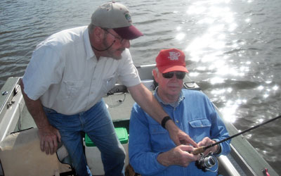 <p>Jim giving instruction, his specialty. This time it's on drag setting and rod position</p>