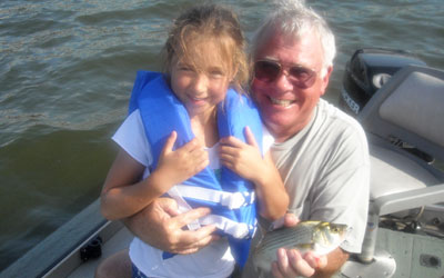 <p>Grandpa Garry showing the granddaughter what fishing is all about.</p>