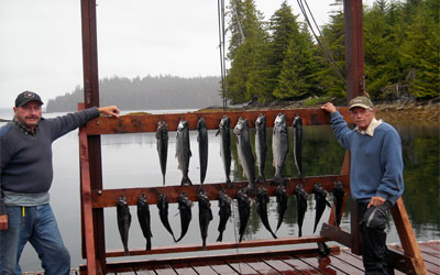 <p>Black rockfish and silver salmon at Sea Otter Sound Lodge at Heceta Island, Alaska</p>